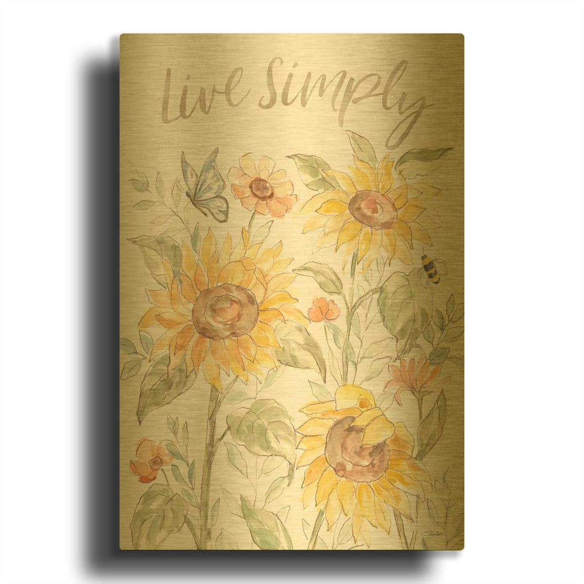 'Sunny Blooms 3' By Silvia Vassileva Gold Metal Wall Art