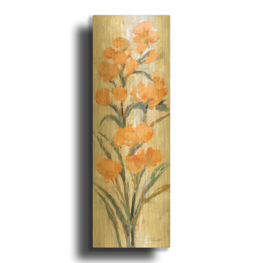 'Tall Tangerine Flowers 1' By Silvia Vassileva Gold Metal Wall Art