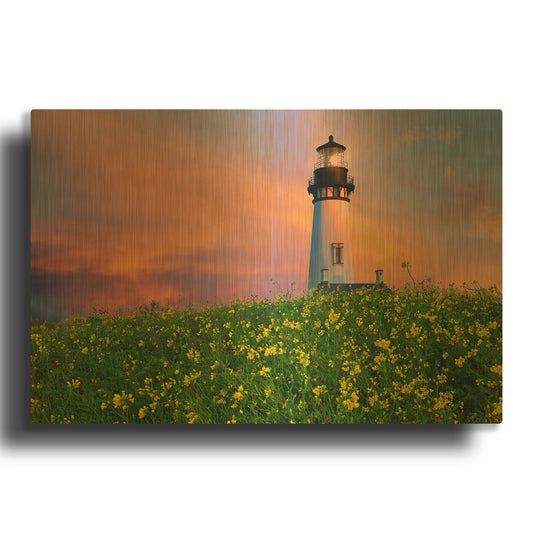 'Lighthouse' By Dennis Frates Gold Metal Wall Art