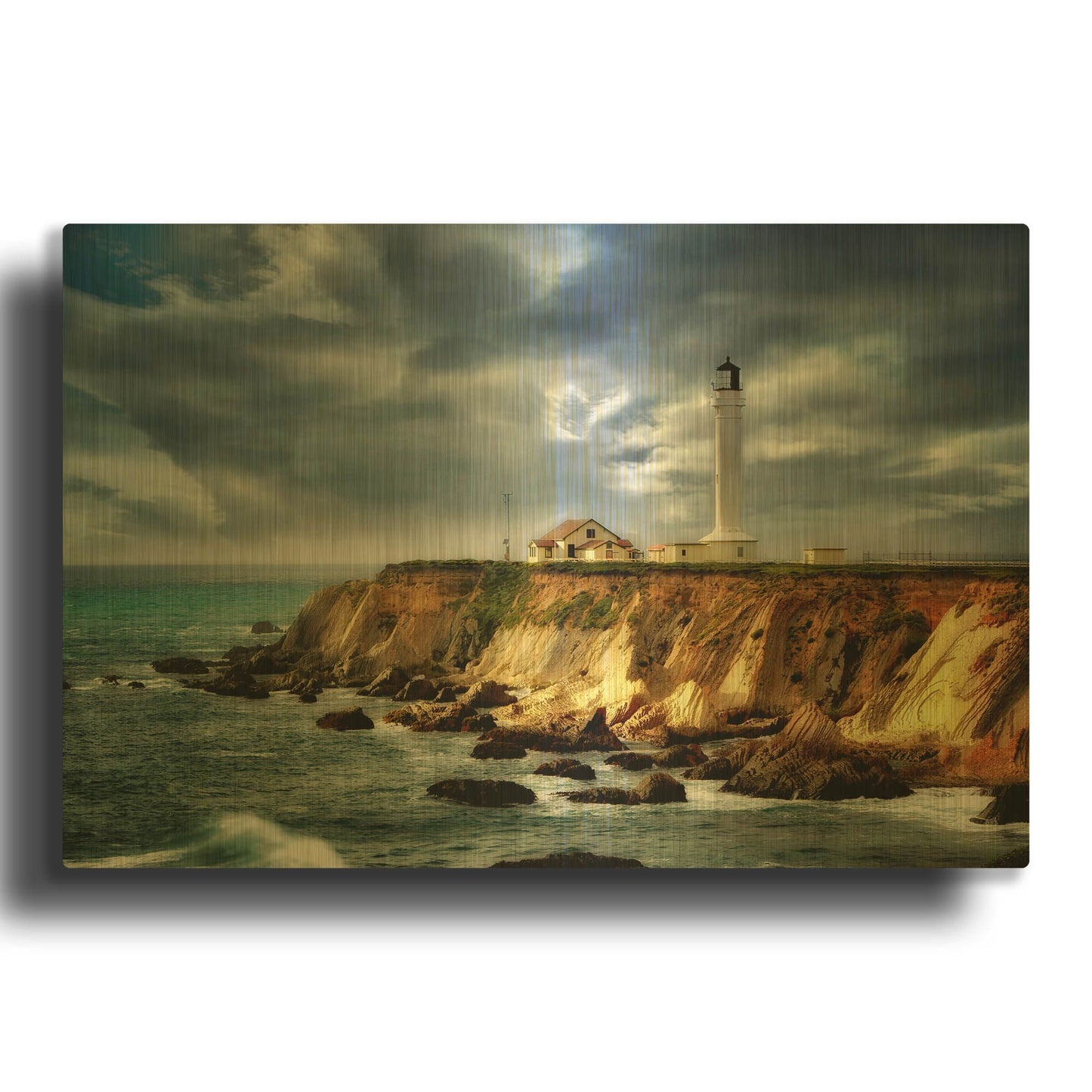 'Coastline Lighthouse' By Dennis Frates Gold Metal Wall Art