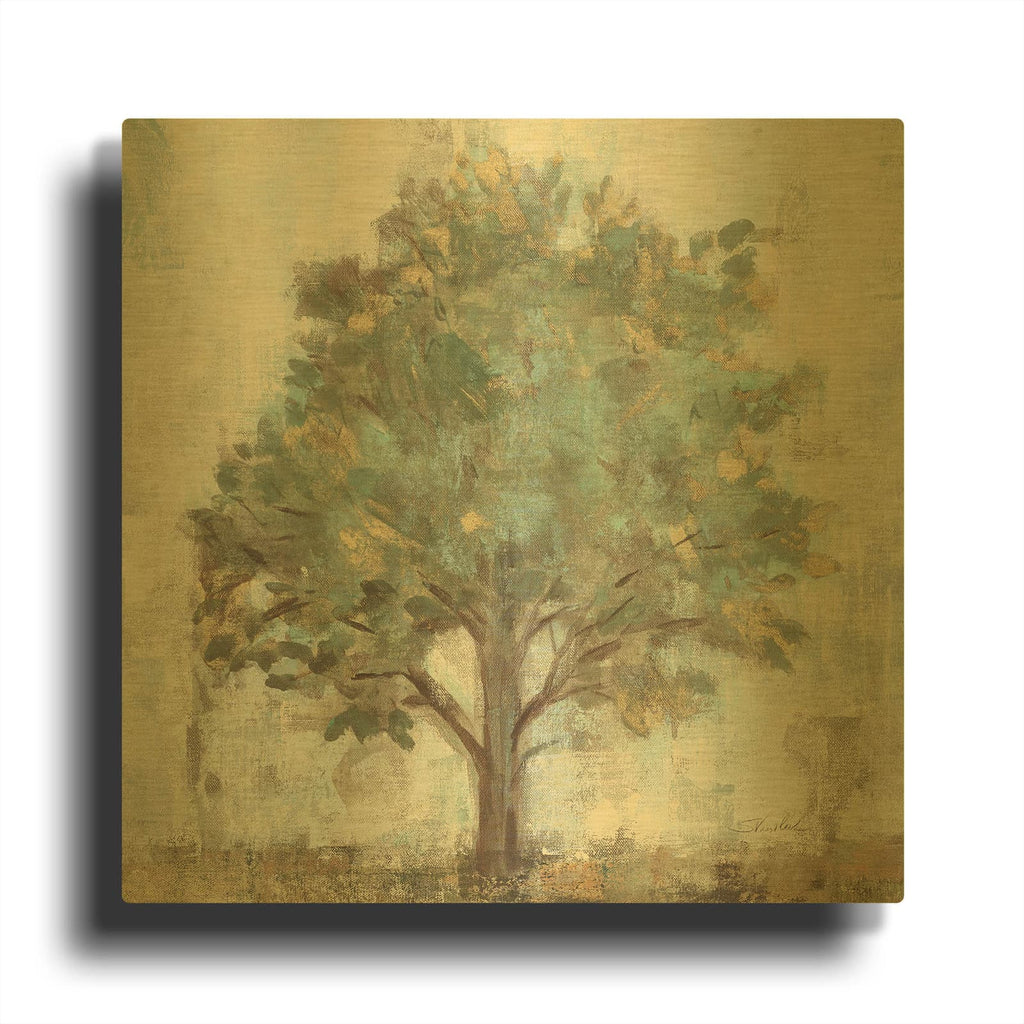 'Verdi Trees 1 Light Green C' By Silvia Vassileva Gold Metal Wall Art