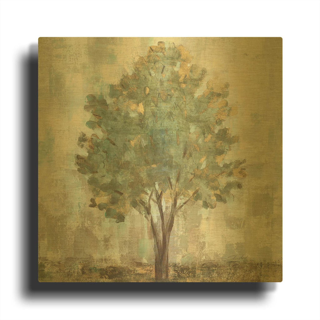 'Verdi Trees 2 Light Green C' By Silvia Vassileva Gold Metal Wall Art