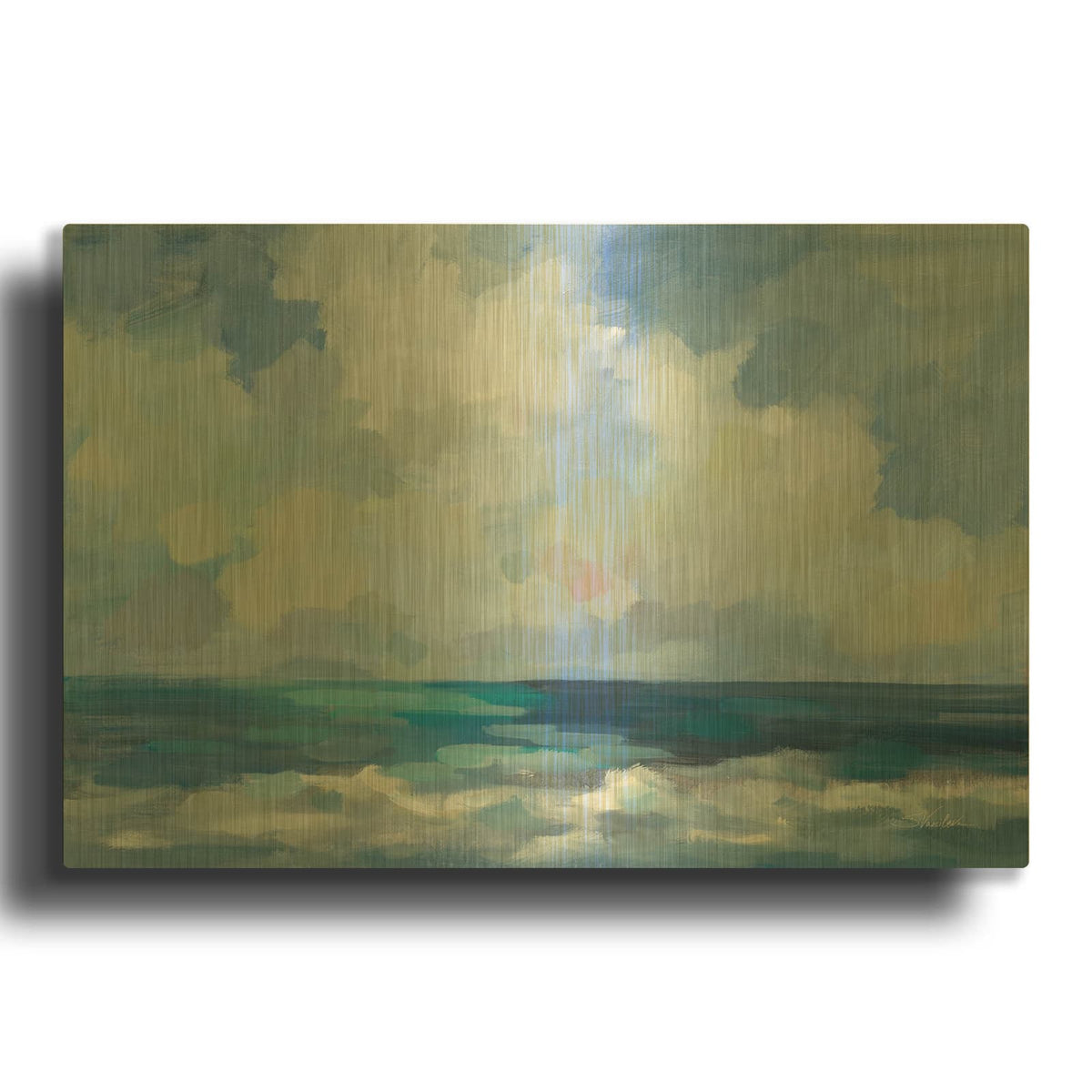 'Waves And Clouds' By Silvia Vassileva Gold Metal Wall Art