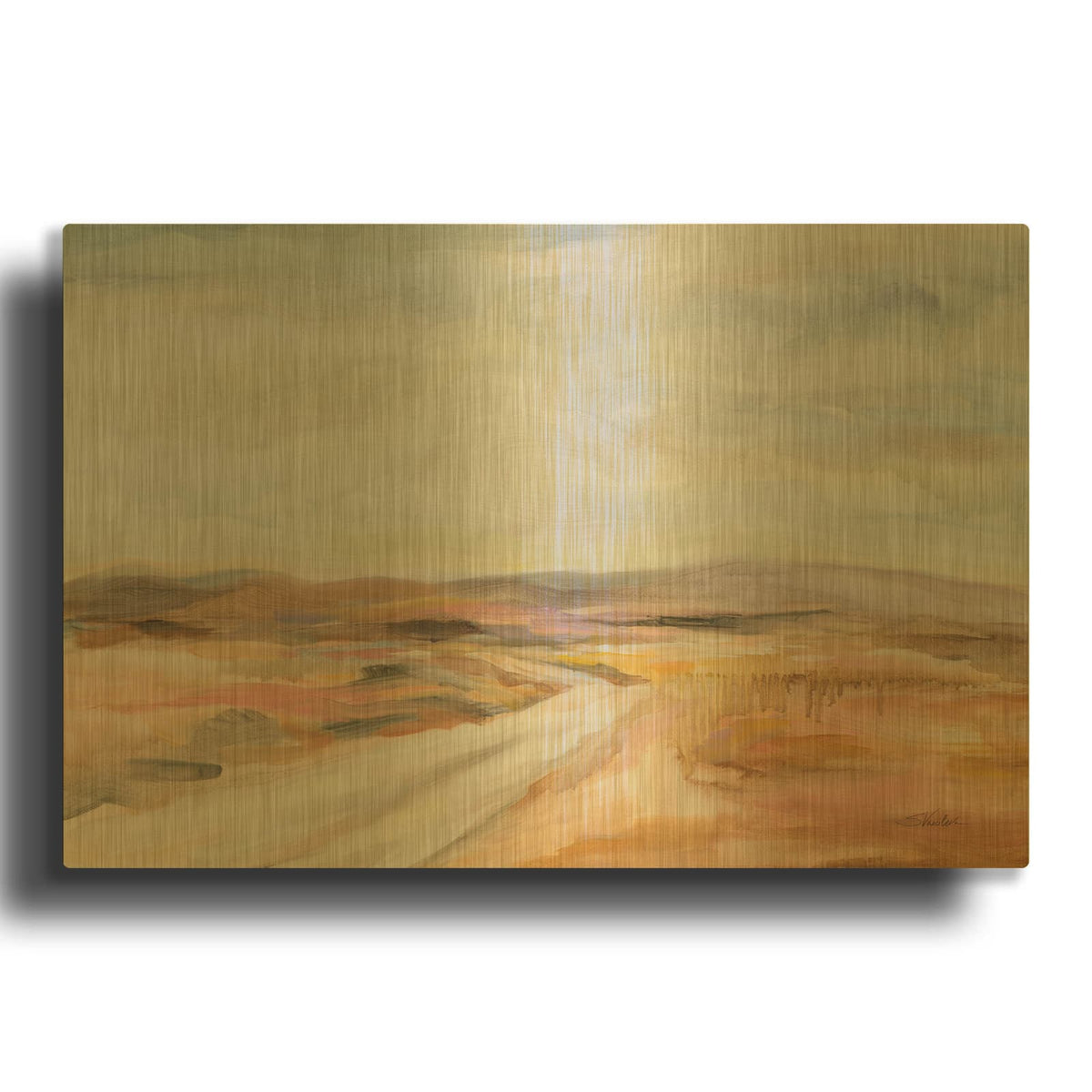 'White Desert Road' By Silvia Vassileva Gold Metal Wall Art
