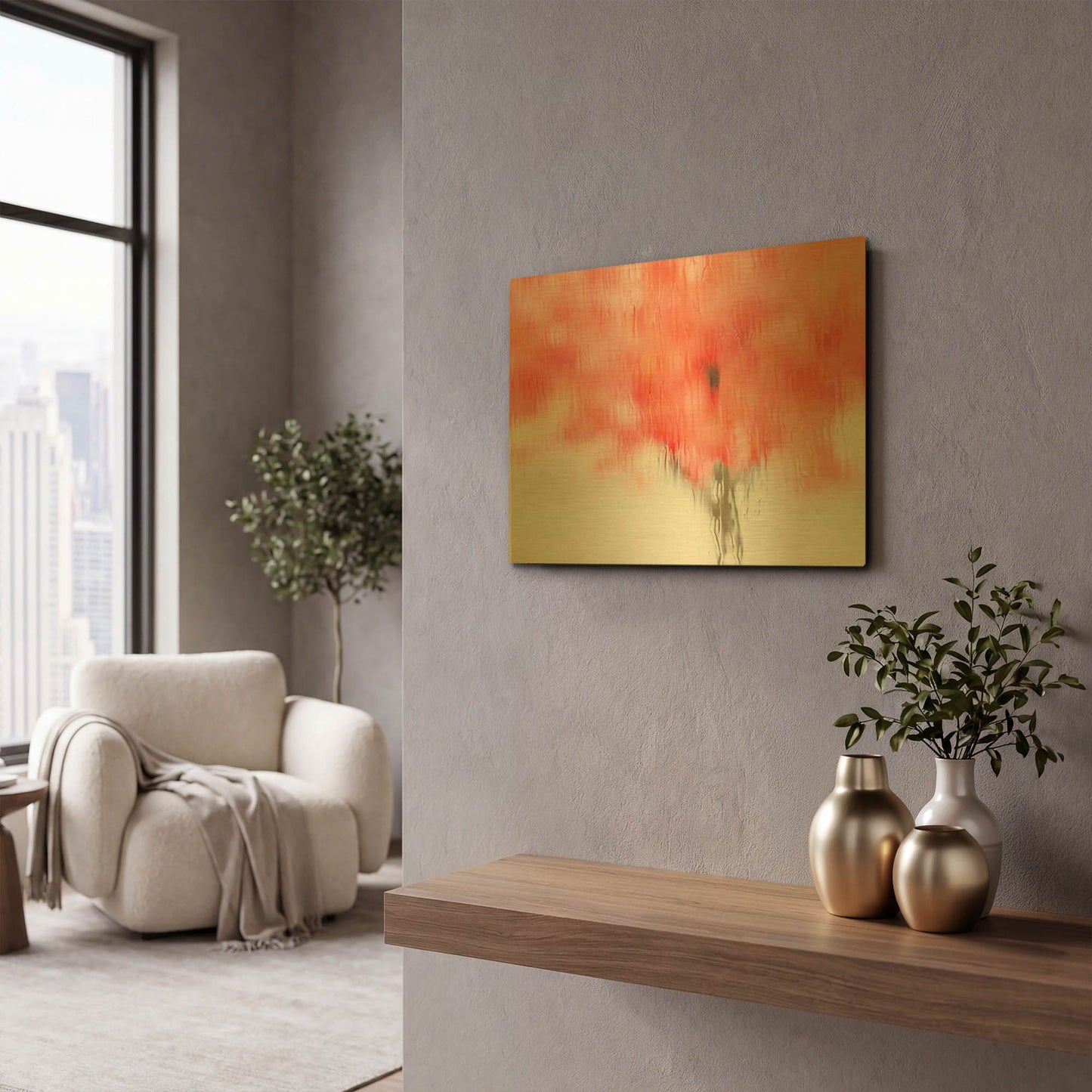 'Coral Window' By Dennis Frates Gold Metal Wall Art