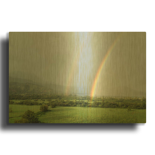 'Double Rainbow' By Dennis Frates Gold Metal Wall Art