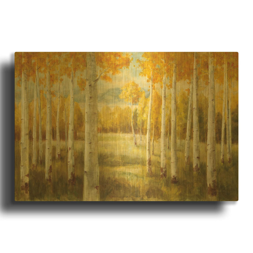 'Aspen Birches' By Danhui Nai Gold Metal Wall Art