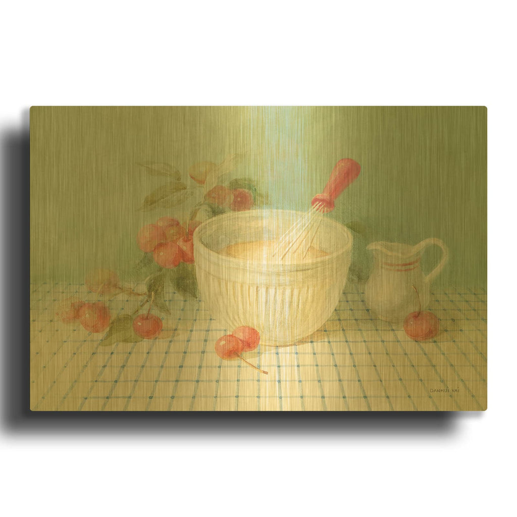 'Baking With Cherries' By Danhui Nai Gold Metal Wall Art