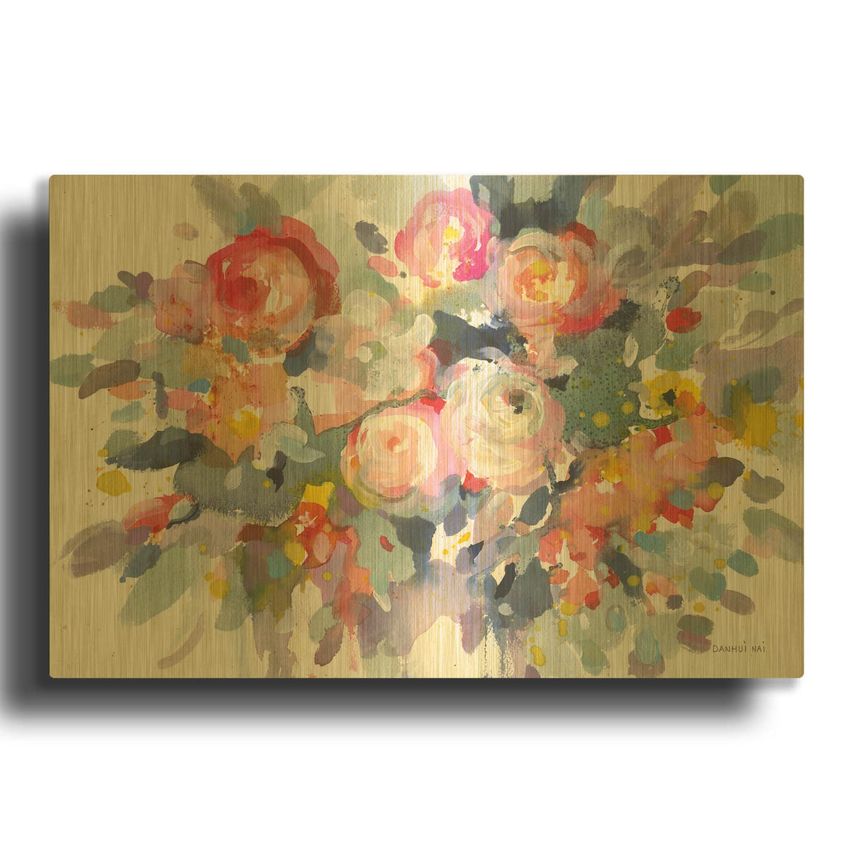 'Bloom Burst' By Danhui Nai Gold Metal Wall Art