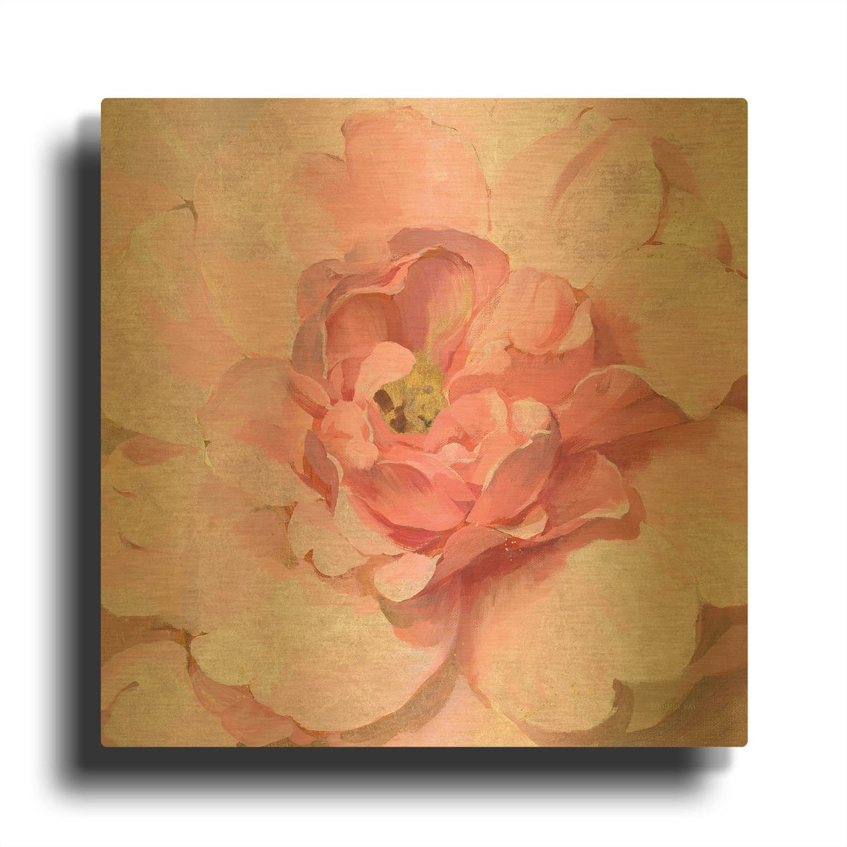 'Blushing Metallic Peony' By Danhui Nai Gold Metal Wall Art