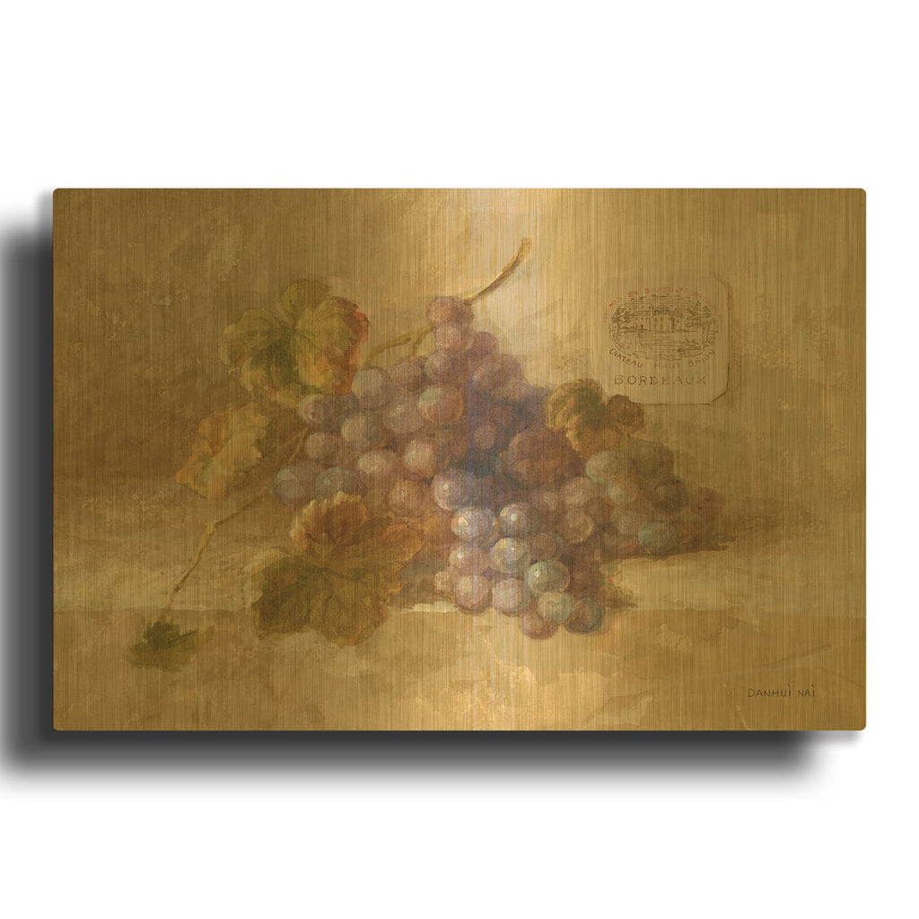 'Bordeaux Grapes' By Danhui Nai Gold Metal Wall Art