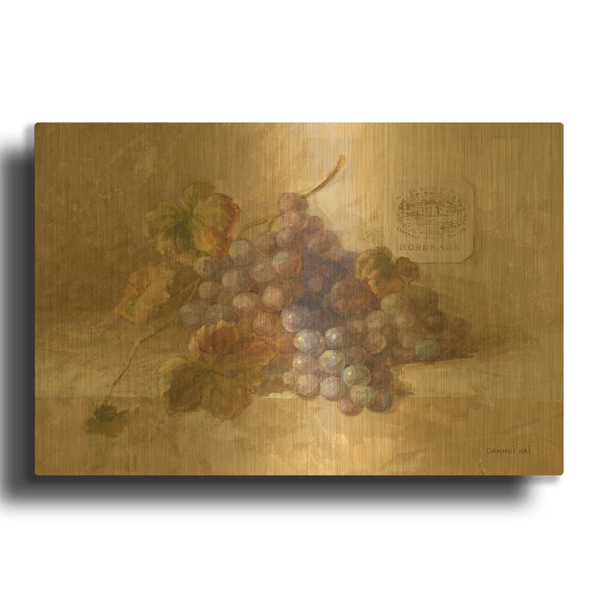 'Bordeaux Grapes' By Danhui Nai Gold Metal Wall Art