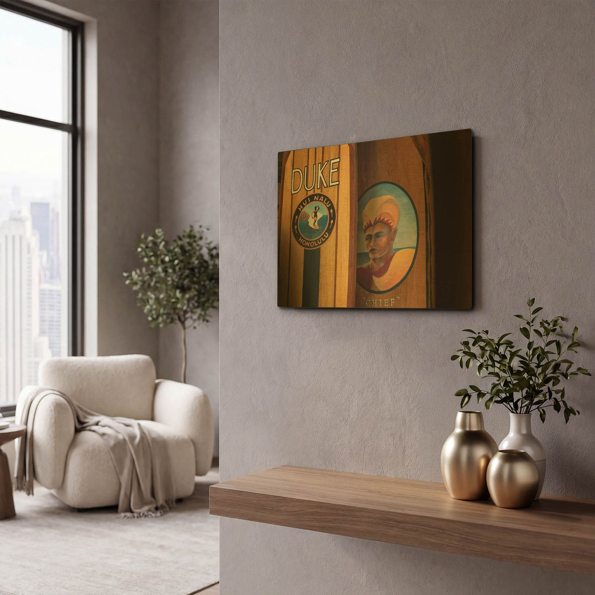 'Surf Hawaii' By Dennis Frates Gold Metal Wall Art