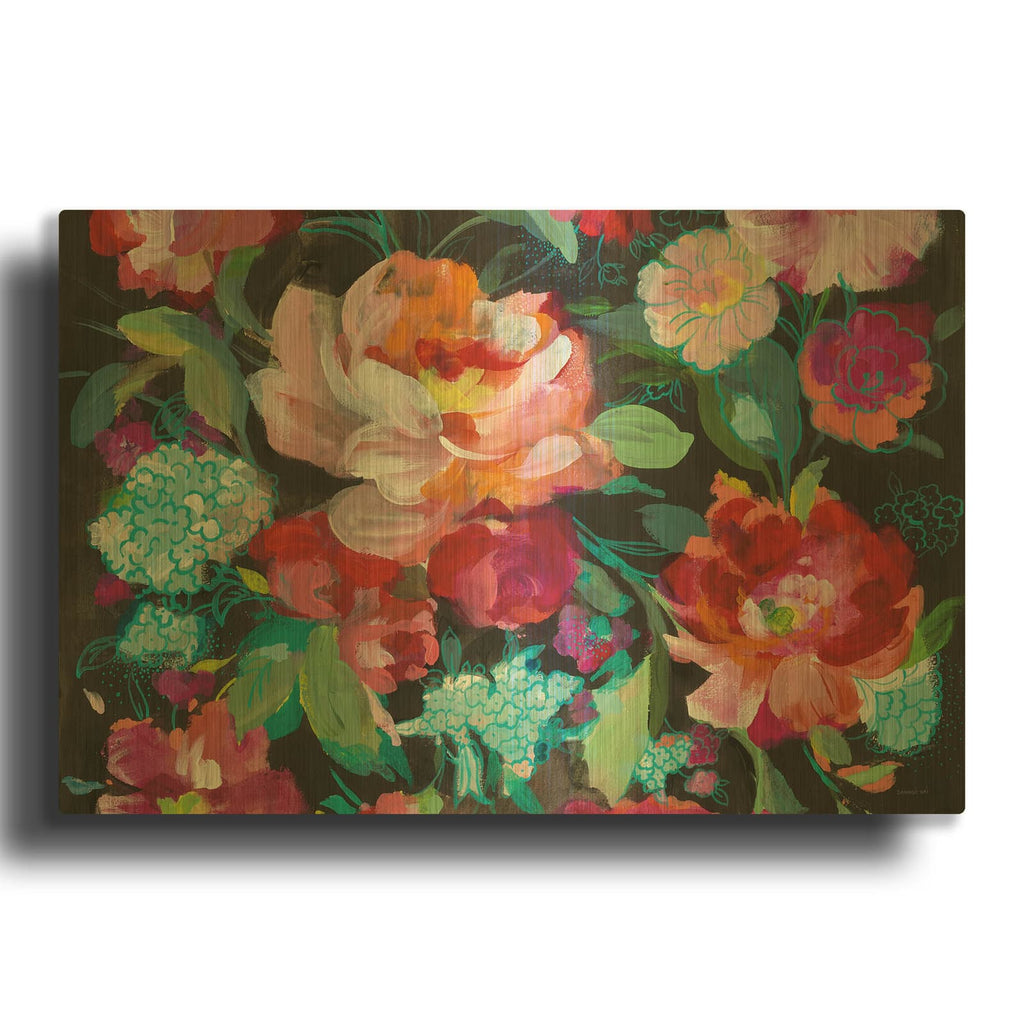 'Bright Floral Medley C' By Danhui Nai Gold Metal Wall Art