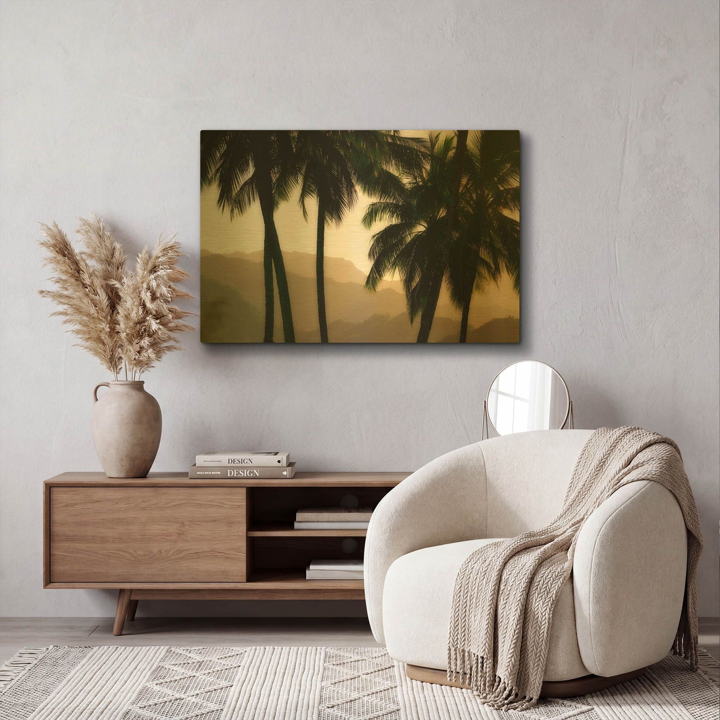'Misty Palms II' By Dennis Frates Gold Metal Wall Art