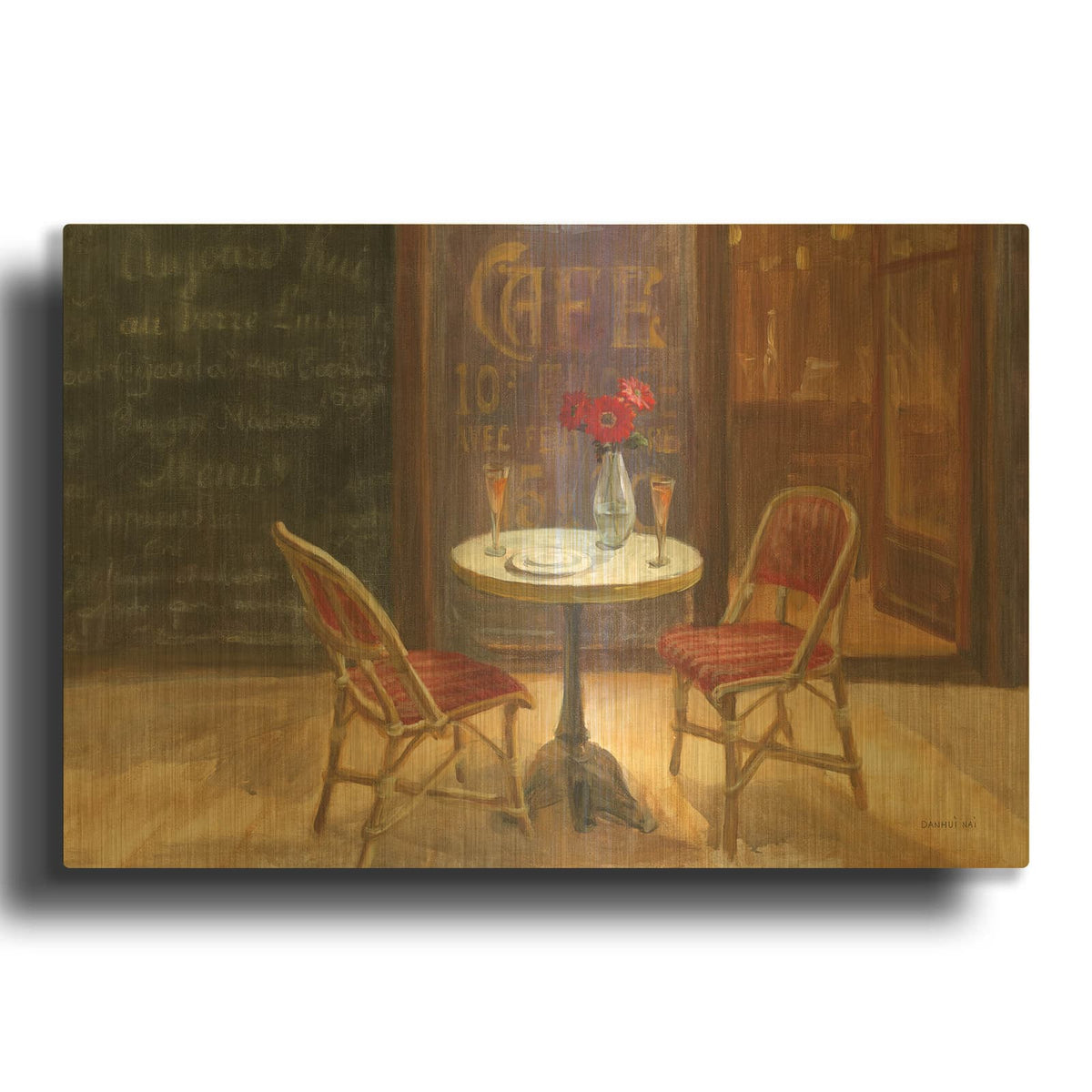 'Cafe A Deux' By Danhui Nai Gold Metal Wall Art