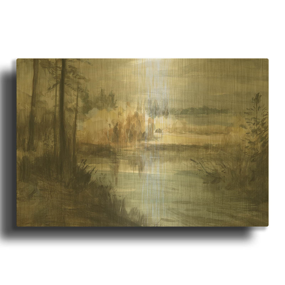 'Calming Coves' By Danhui Nai Gold Metal Wall Art