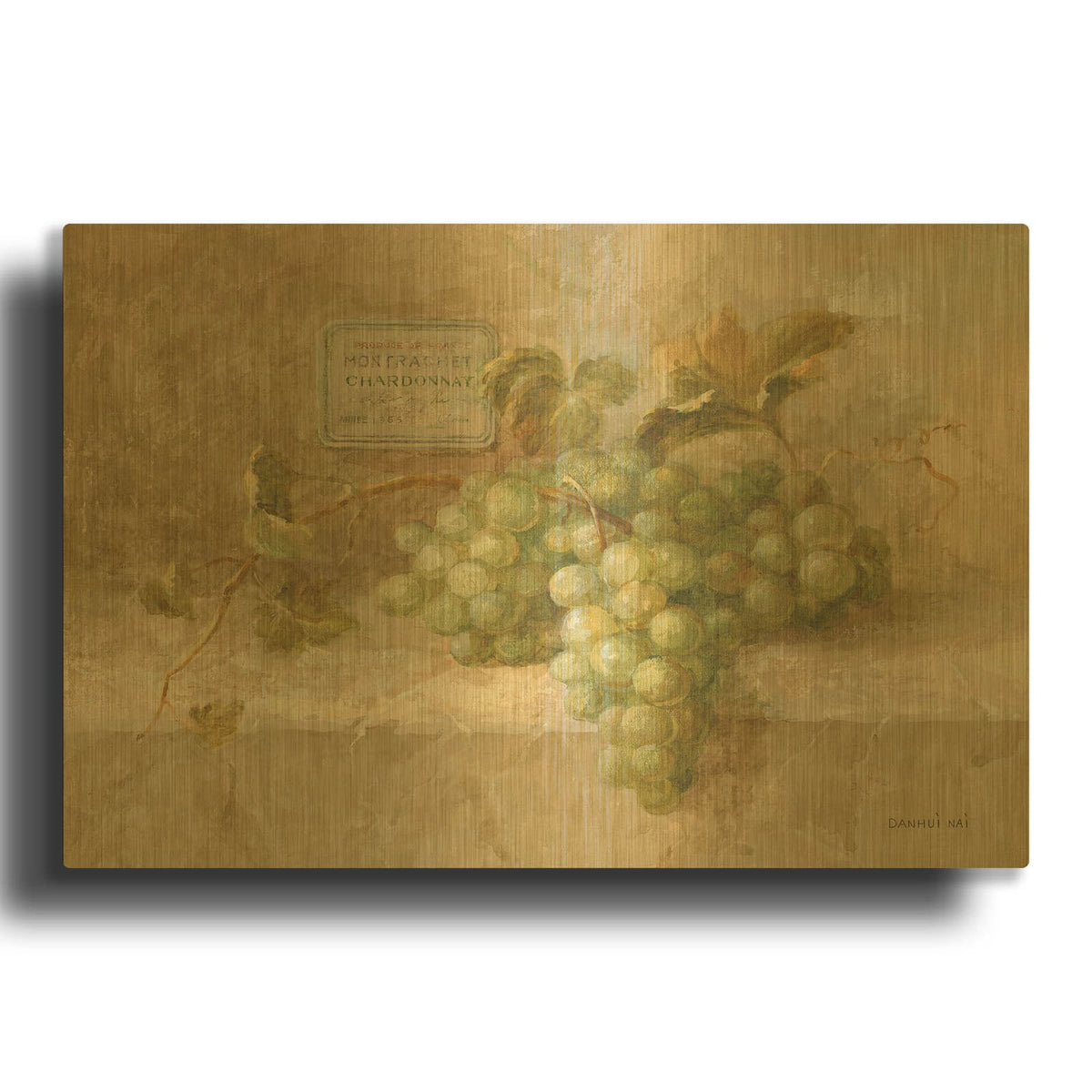 'Chardonnay Grapes' By Danhui Nai Gold Metal Wall Art