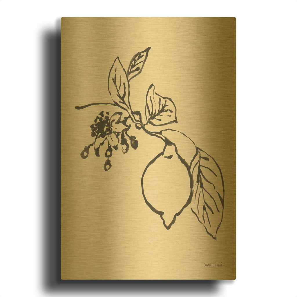 'Citrus Summer 3 C' By Danhui Nai Gold Metal Wall Art