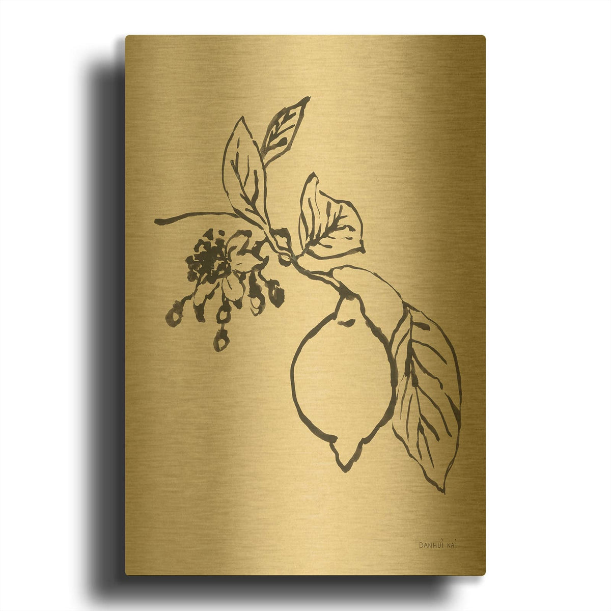 'Citrus Summer 3 C' By Danhui Nai Gold Metal Wall Art
