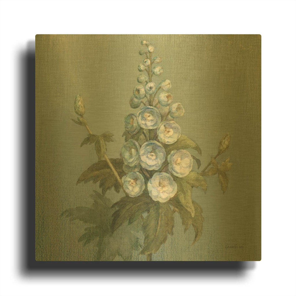 'Cottage Larkspur' By Danhui Nai Gold Metal Wall Art