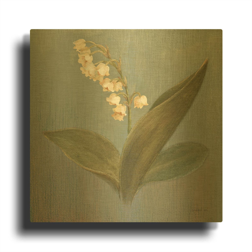 'Cottage Lily Of The Valley' By Danhui Nai Gold Metal Wall Art