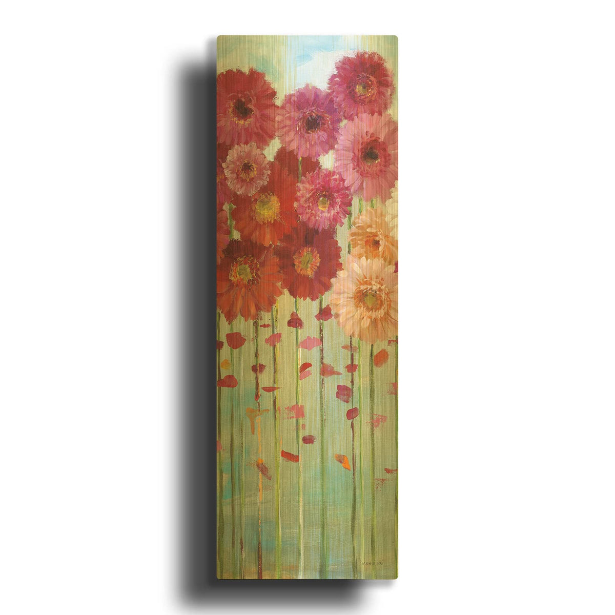 'Daisies Spring 2' By Danhui Nai Gold Metal Wall Art
