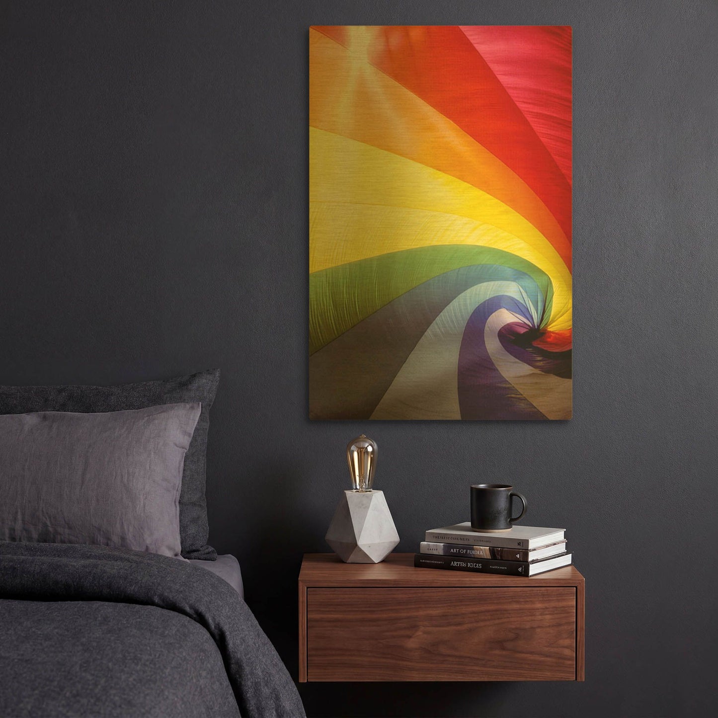 'Rainbow Spiral' By Dennis Frates Gold Metal Wall Art