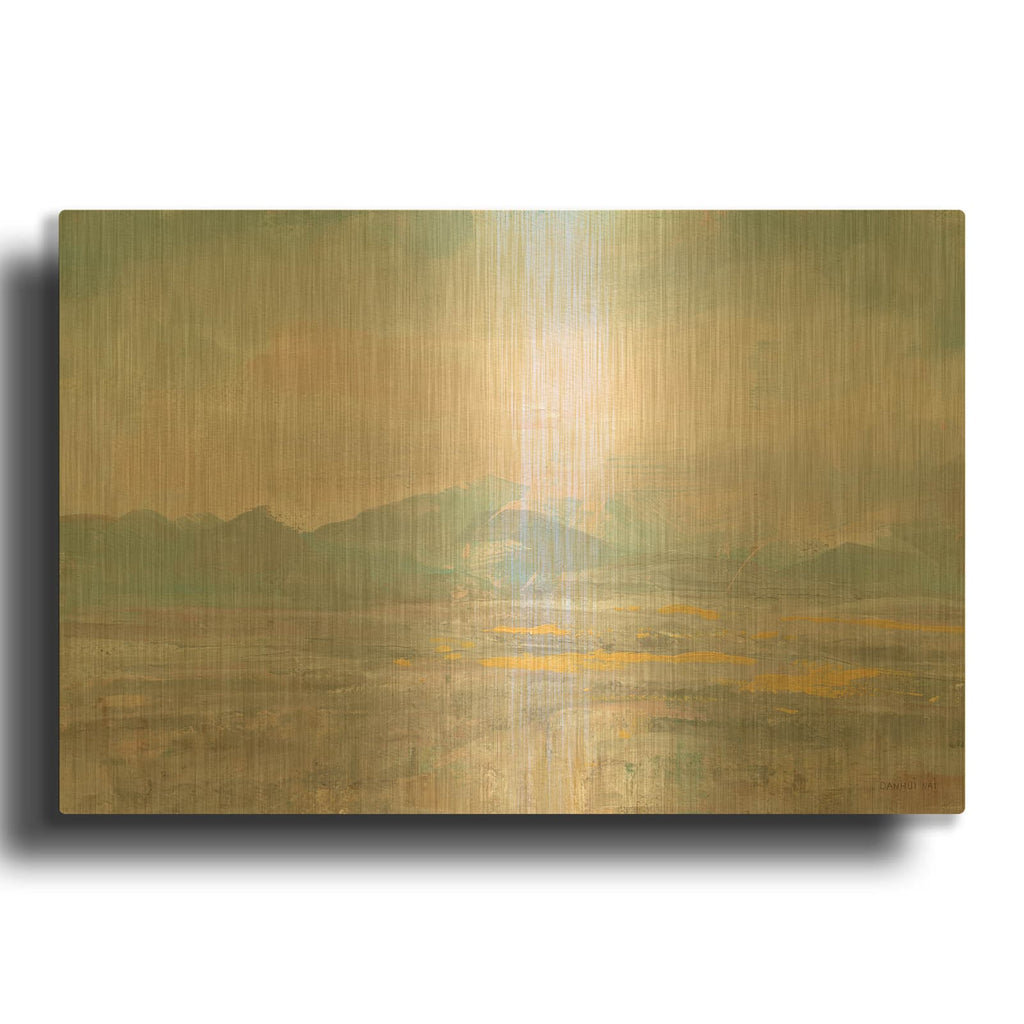 'Distant Mountains C' By Danhui Nai Gold Metal Wall Art