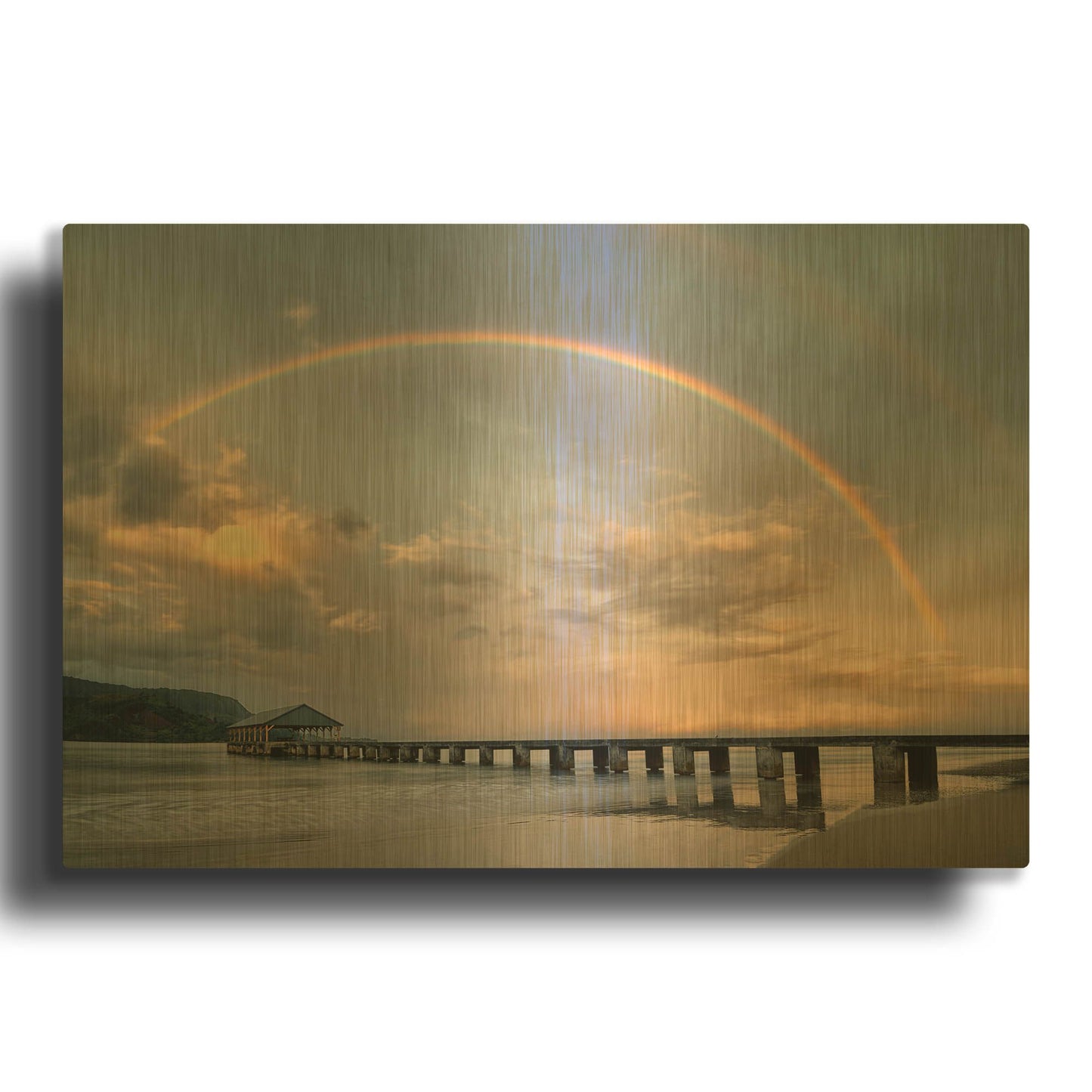 'Rainbow Pier' By Dennis Frates Gold Metal Wall Art