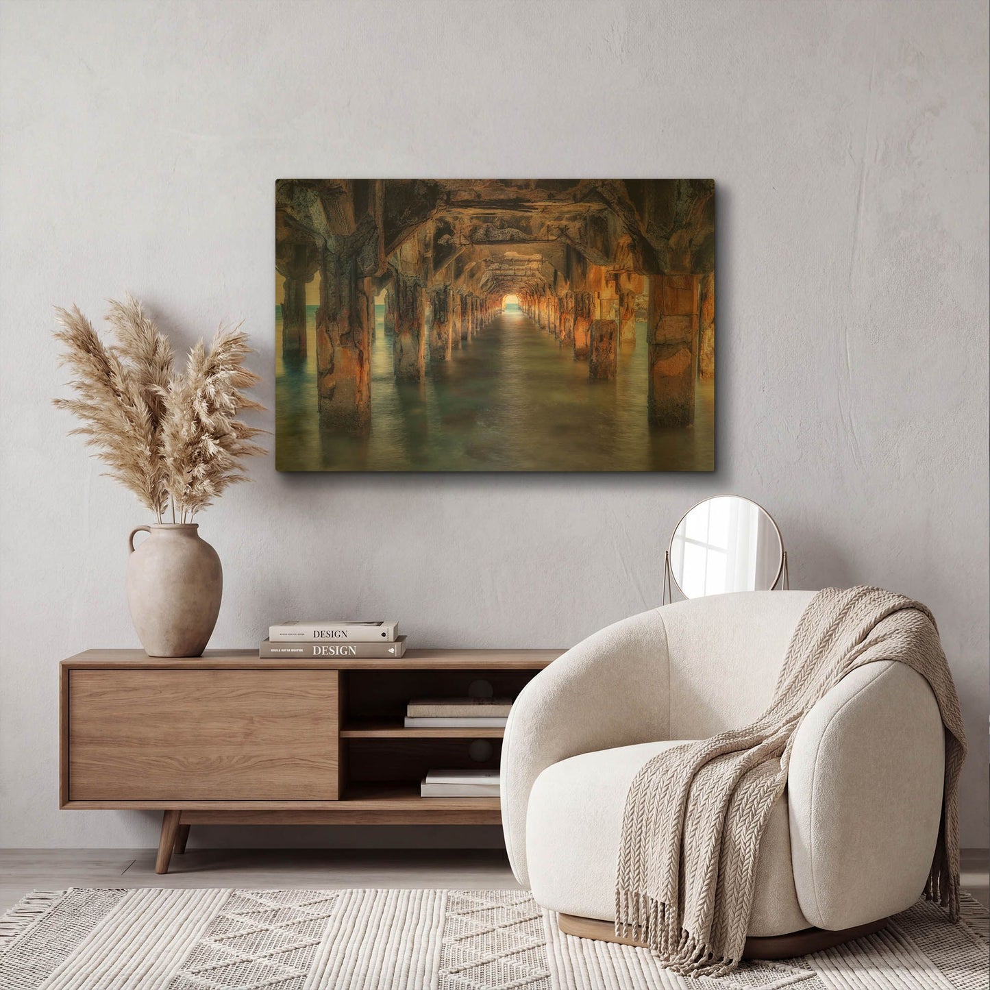 'Pier Under Here' By Dennis Frates Gold Metal Wall Art