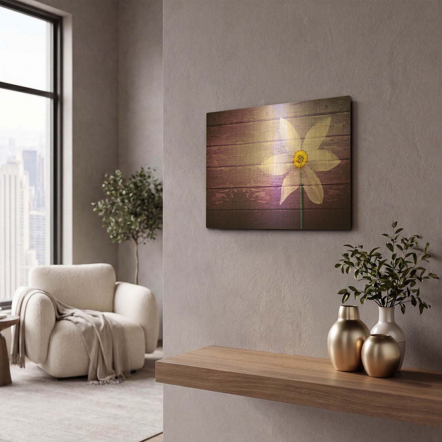 'Flower Paradise - Wood' By Bess Hamiti Gold Metal Wall Art