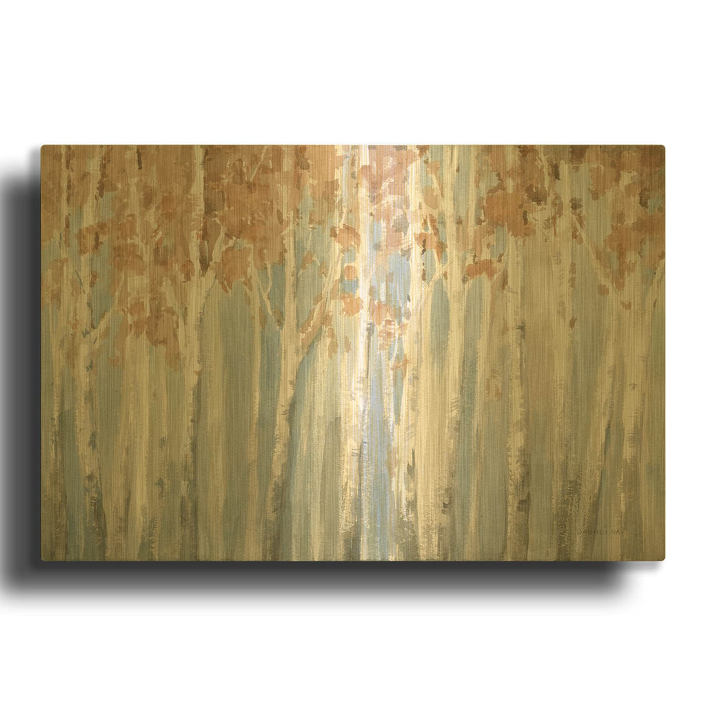 'Fall Birches' By Danhui Nai Gold Metal Wall Art