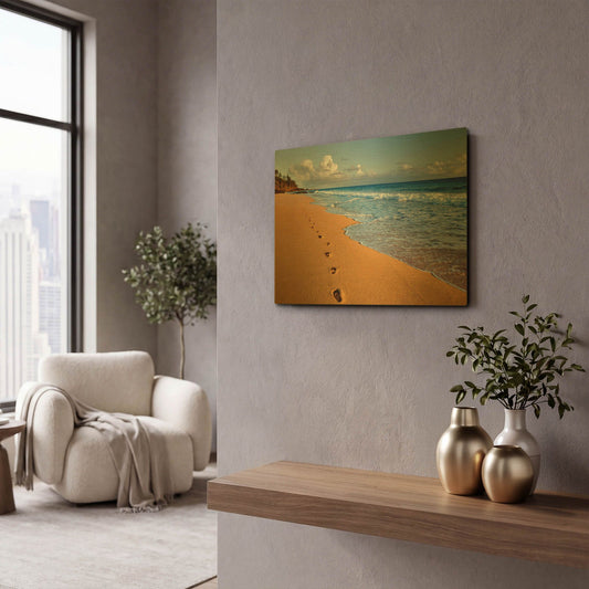 'Footprints' By Dennis Frates Gold Metal Wall Art