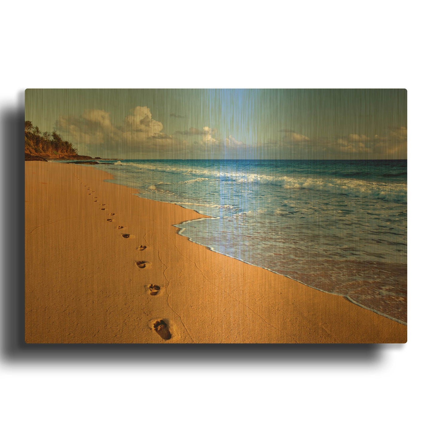 'Footprints' By Dennis Frates Gold Metal Wall Art