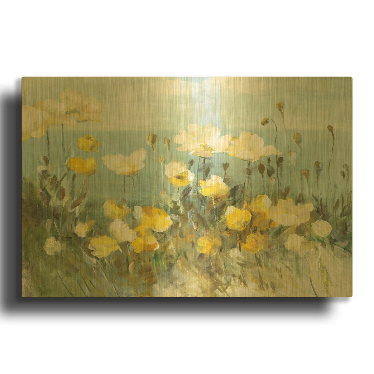 'Field Of Poppies Bright C' By Danhui Nai Gold Metal Wall Art