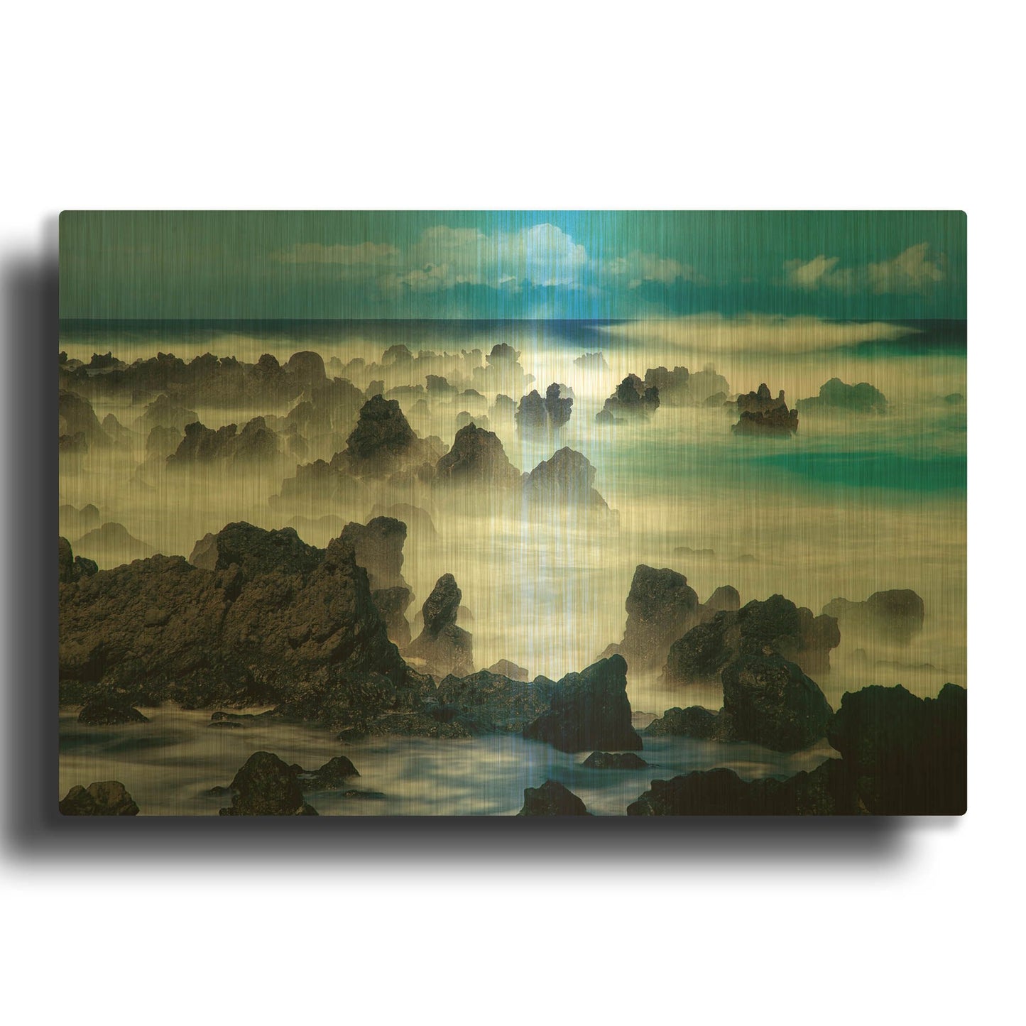 'On the Rocks' By Dennis Frates Gold Metal Wall Art