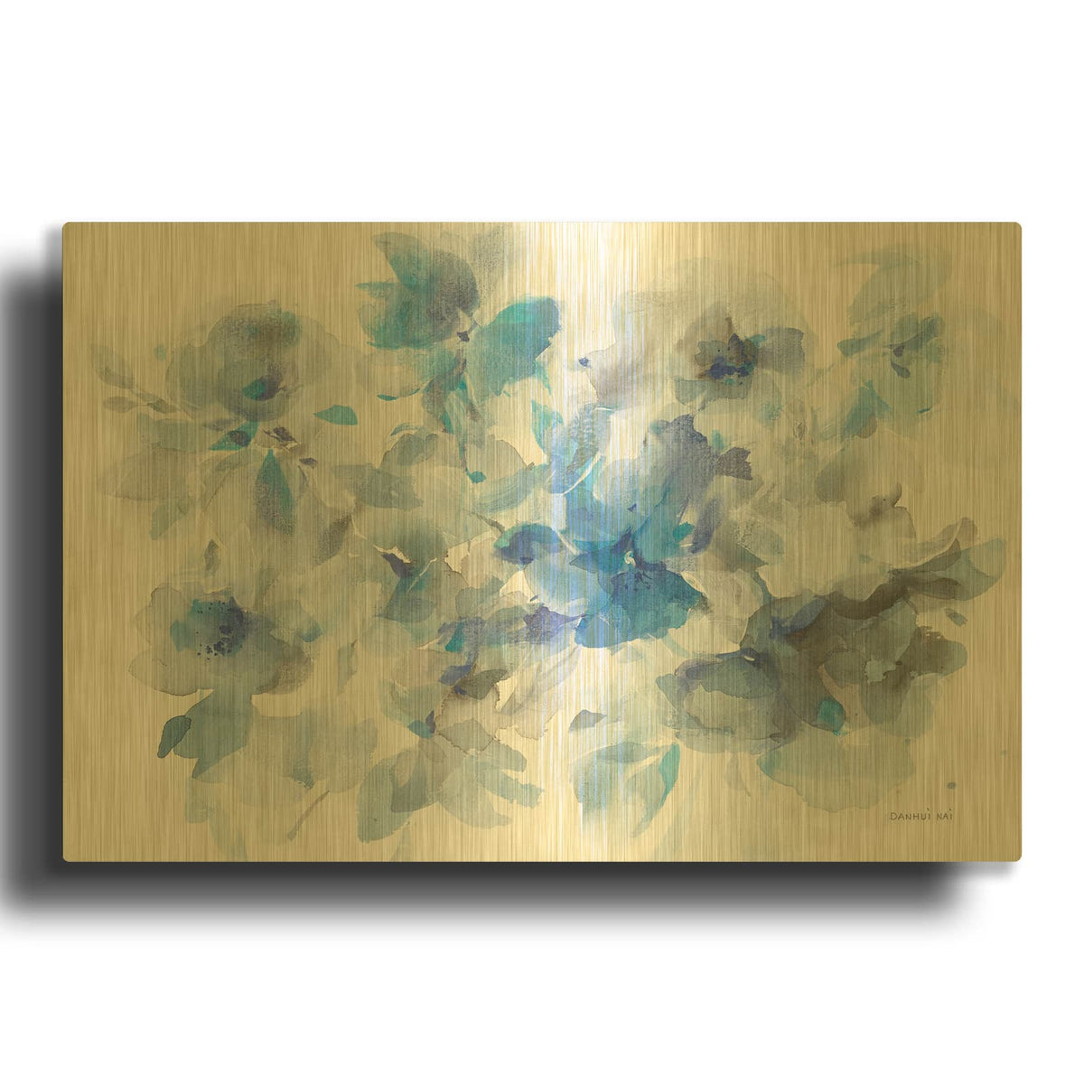 'Floral Abstraction' By Danhui Nai Gold Metal Wall Art