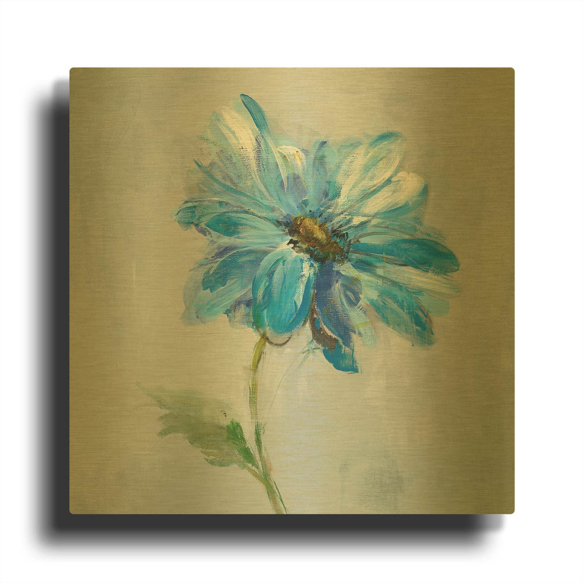 'Floral Bloom 1 V2' By Danhui Nai Gold Metal Wall Art