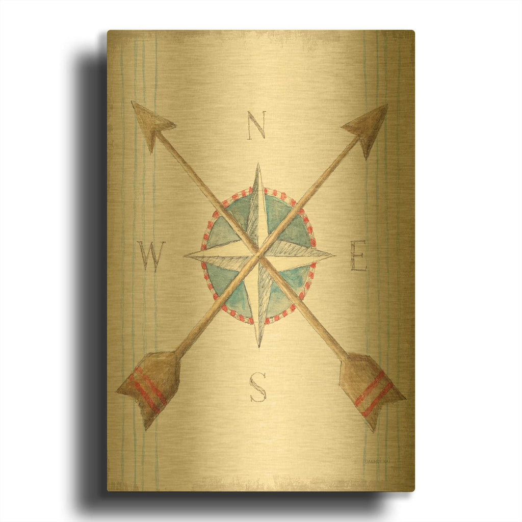 'Floursack Nautical 6 No Words' By Danhui Nai Gold Metal Wall Art