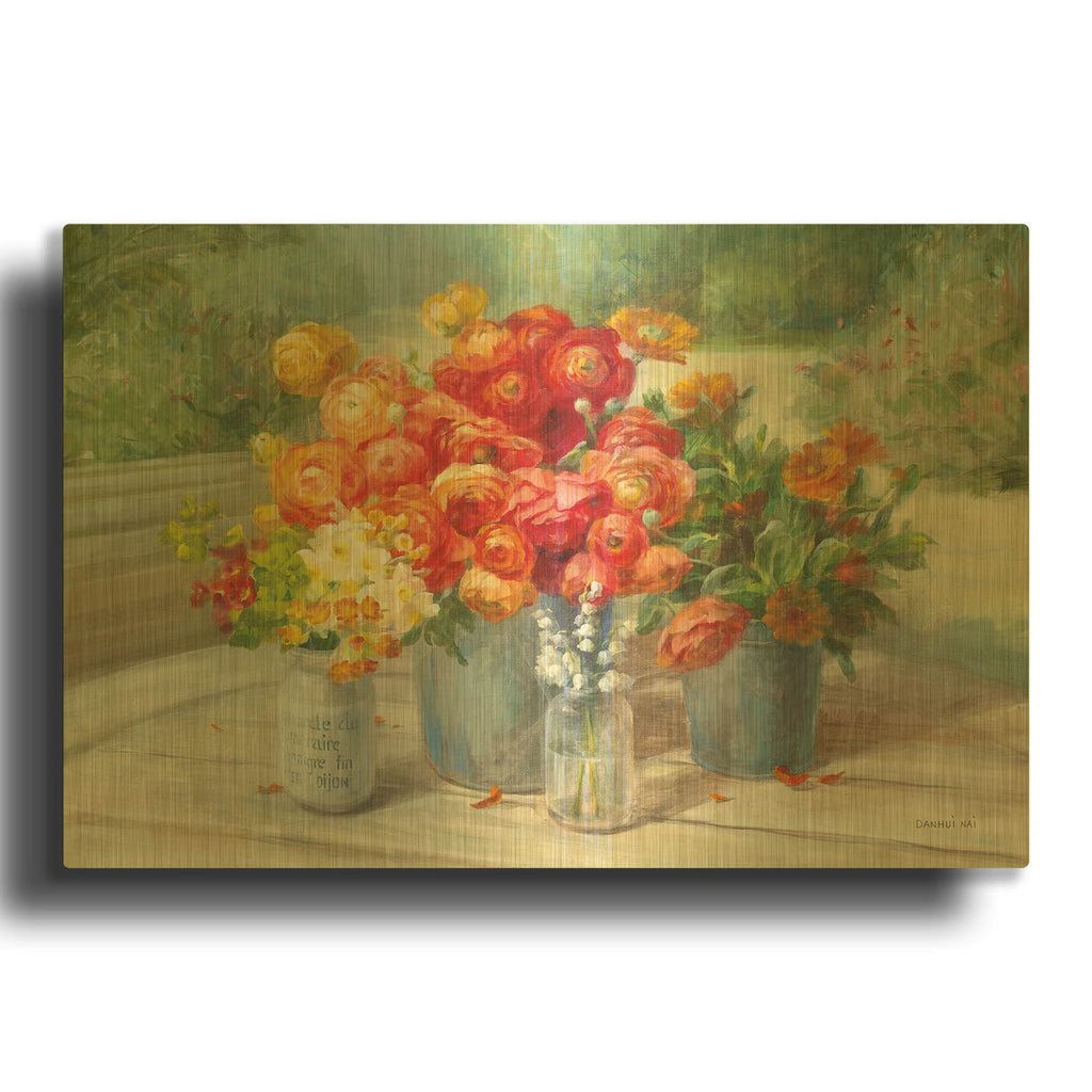 'Flowers From The Garden' By Danhui Nai Gold Metal Wall Art