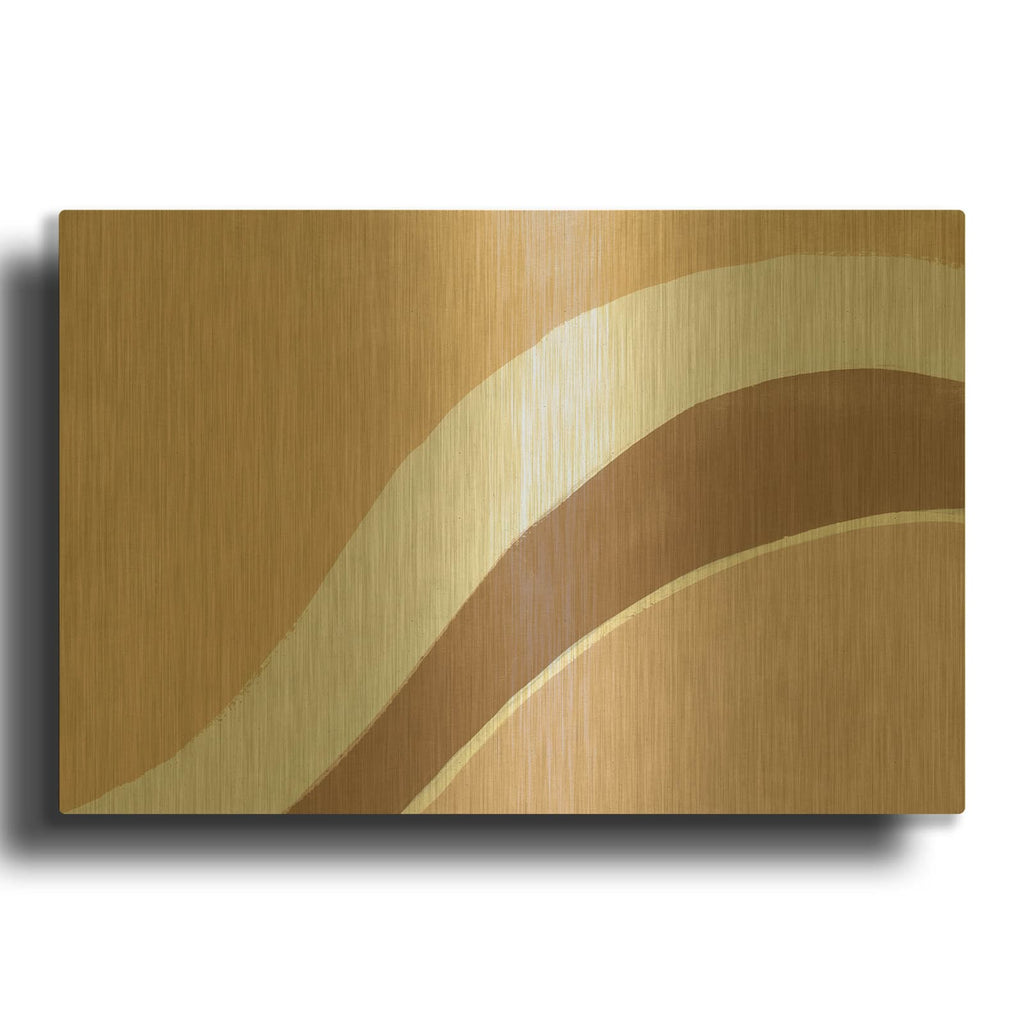 'Flowing 2 Neutral C' By Danhui Nai Gold Metal Wall Art