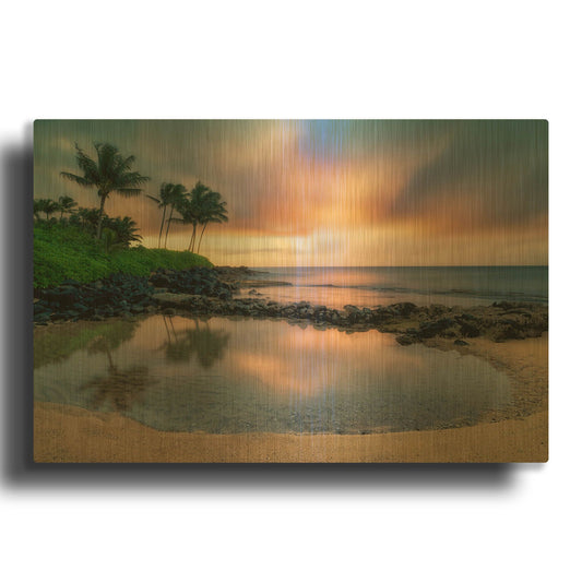 'Sunset Cove II' By Dennis Frates Gold Metal Wall Art
