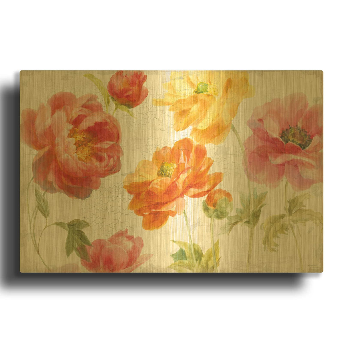 'Full Bloom 1' By Danhui Nai Gold Metal Wall Art