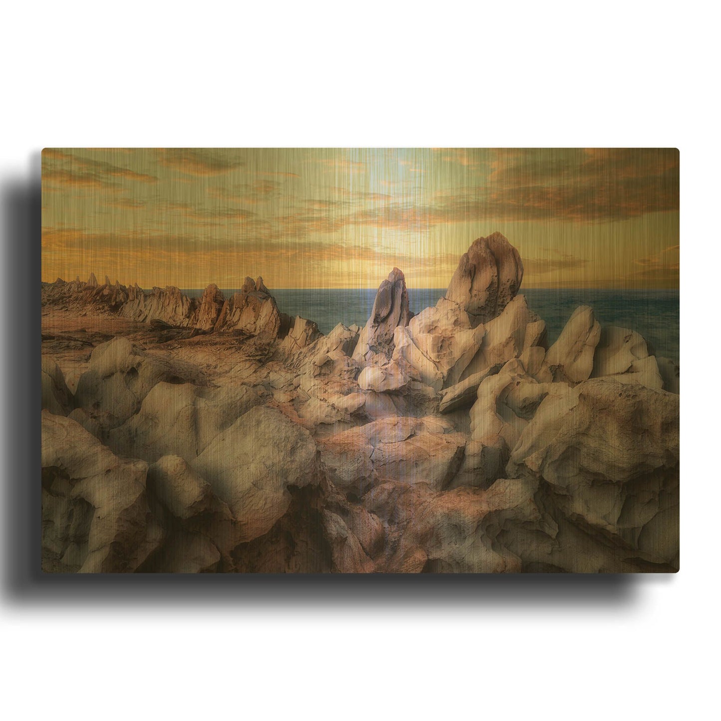 'Rocks' By Dennis Frates Gold Metal Wall Art