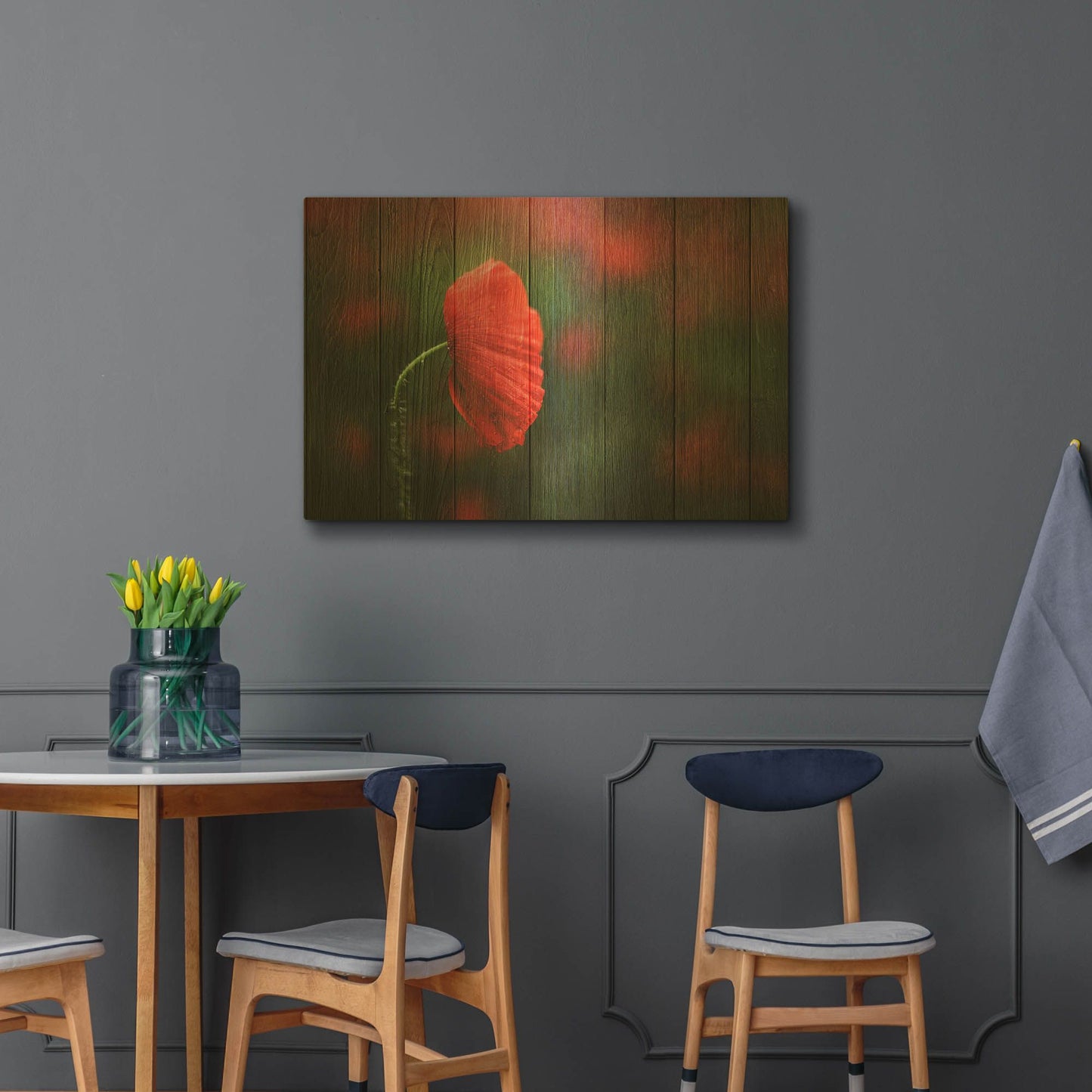 'Poppy Flower' By Bess Hamiti Gold Metal Wall Art