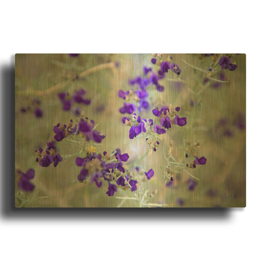 'Purple Flowers' By Dennis Frates Gold Metal Wall Art