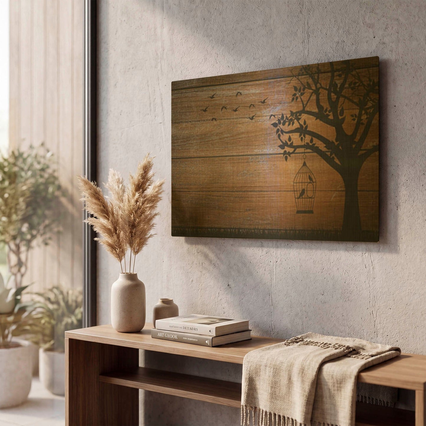 'tree birds flower' By Bess Hamiti Gold Metal Wall Art
