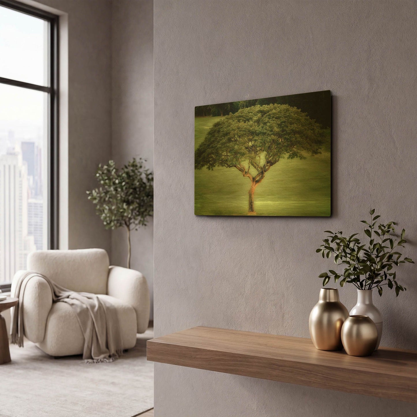 'Single Tree' By Dennis Frates Gold Metal Wall Art