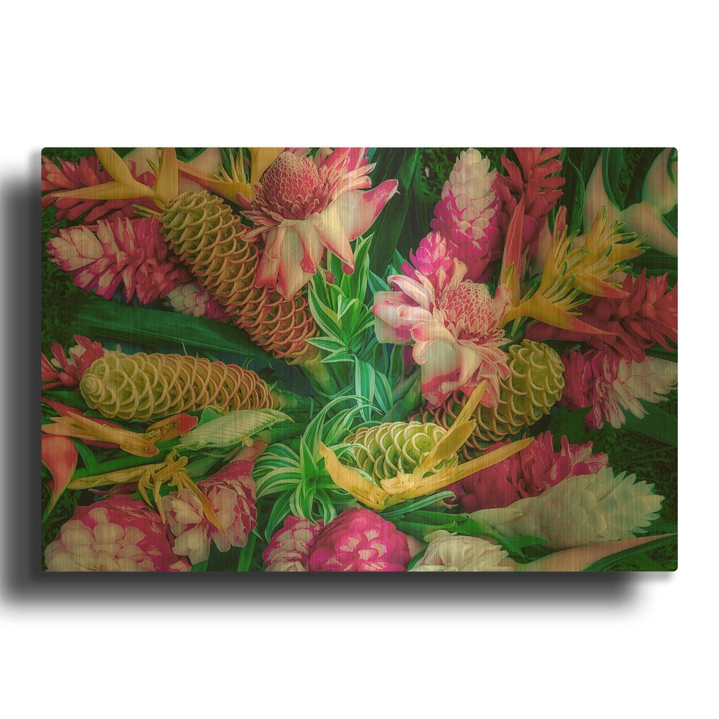 'Tropical Floral' By Dennis Frates Gold Metal Wall Art